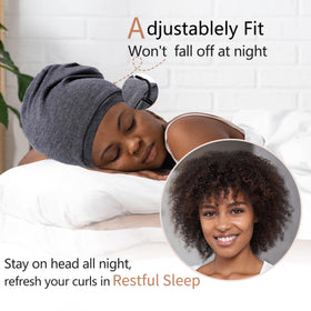 Adjustable silk satin bonnet side view