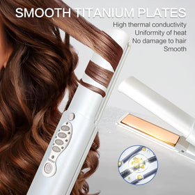 ADOBIRD Cordless Hair Straightener showing temperature settings