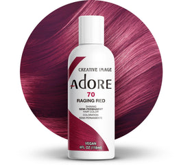 Adore Semi Permanent Hair Color 070 Raging Red in a bathroom setting