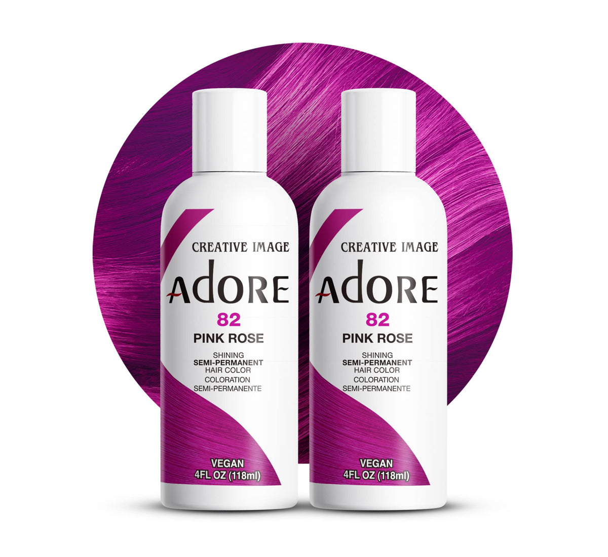 Adore Semi Permanent Hair Color 082 Pink Rose 4 Fl Oz bottle front view
