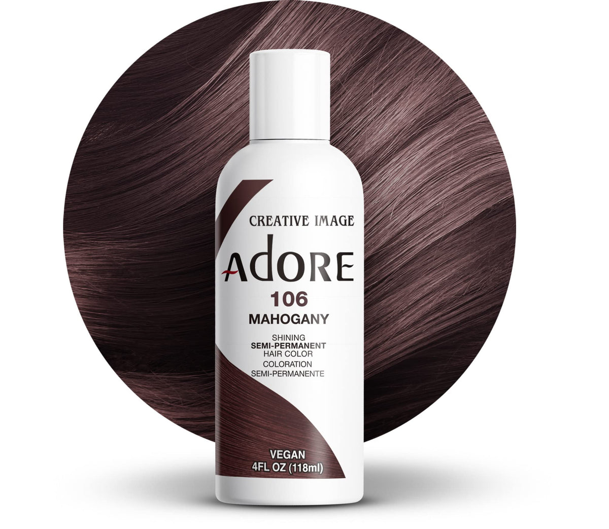 Adore Semi Permanent Hair Color 106 Mahogany front view bottle
