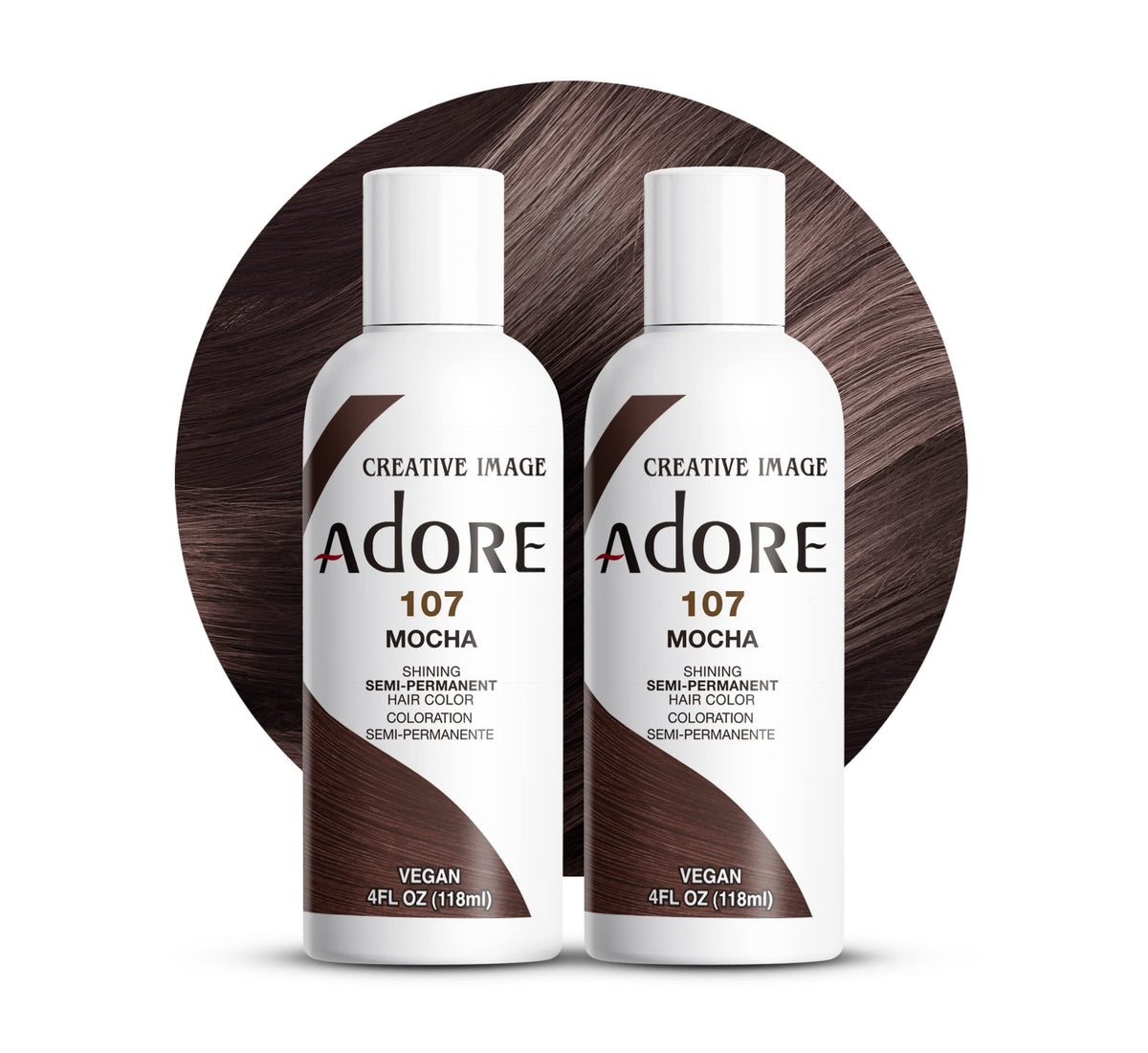 Adore Semi Permanent Hair Color 107 Mocha front view of packaging