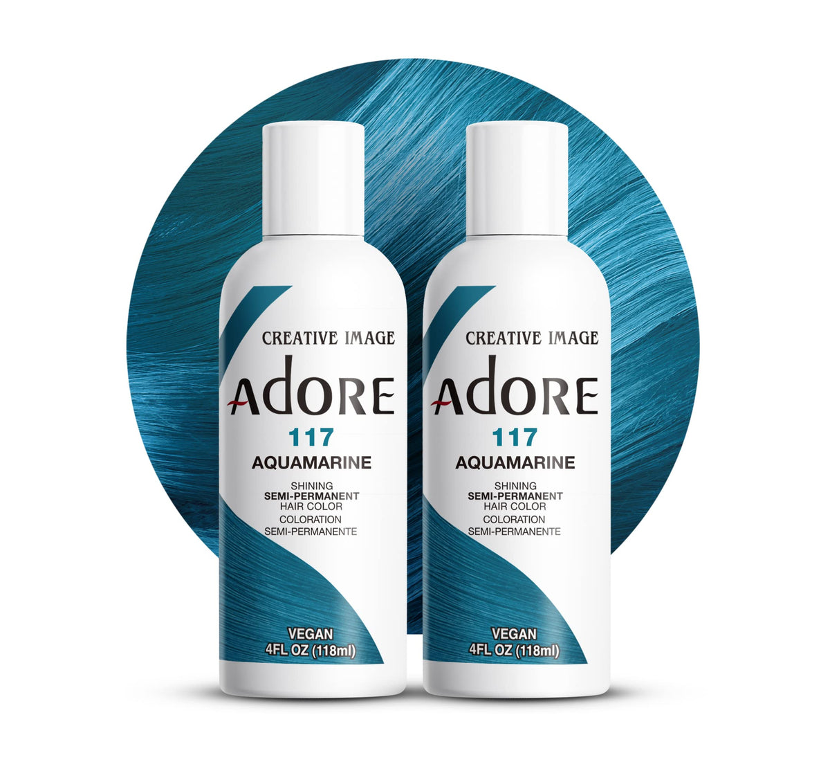 Adore Semi Permanent Hair Color 117 Aquamarine front view bottle