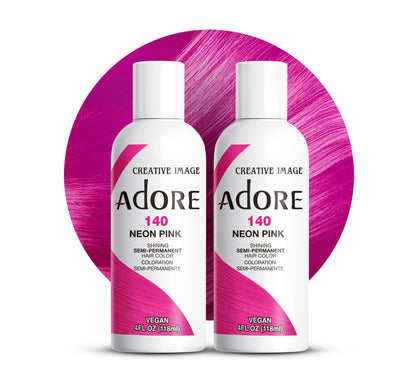 Adore Semi Permanent Hair Color 140 Neon Pink 4 Fl Oz front view