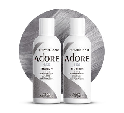 Adore Semi Permanent Hair Color 155 Titanium front view with packaging