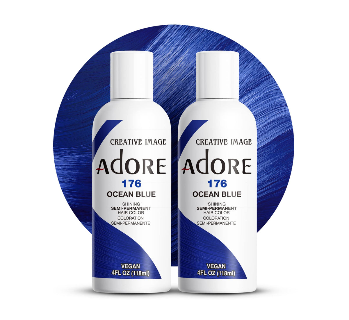 Adore Semi Permanent Hair Color 176 Ocean Blue with brush