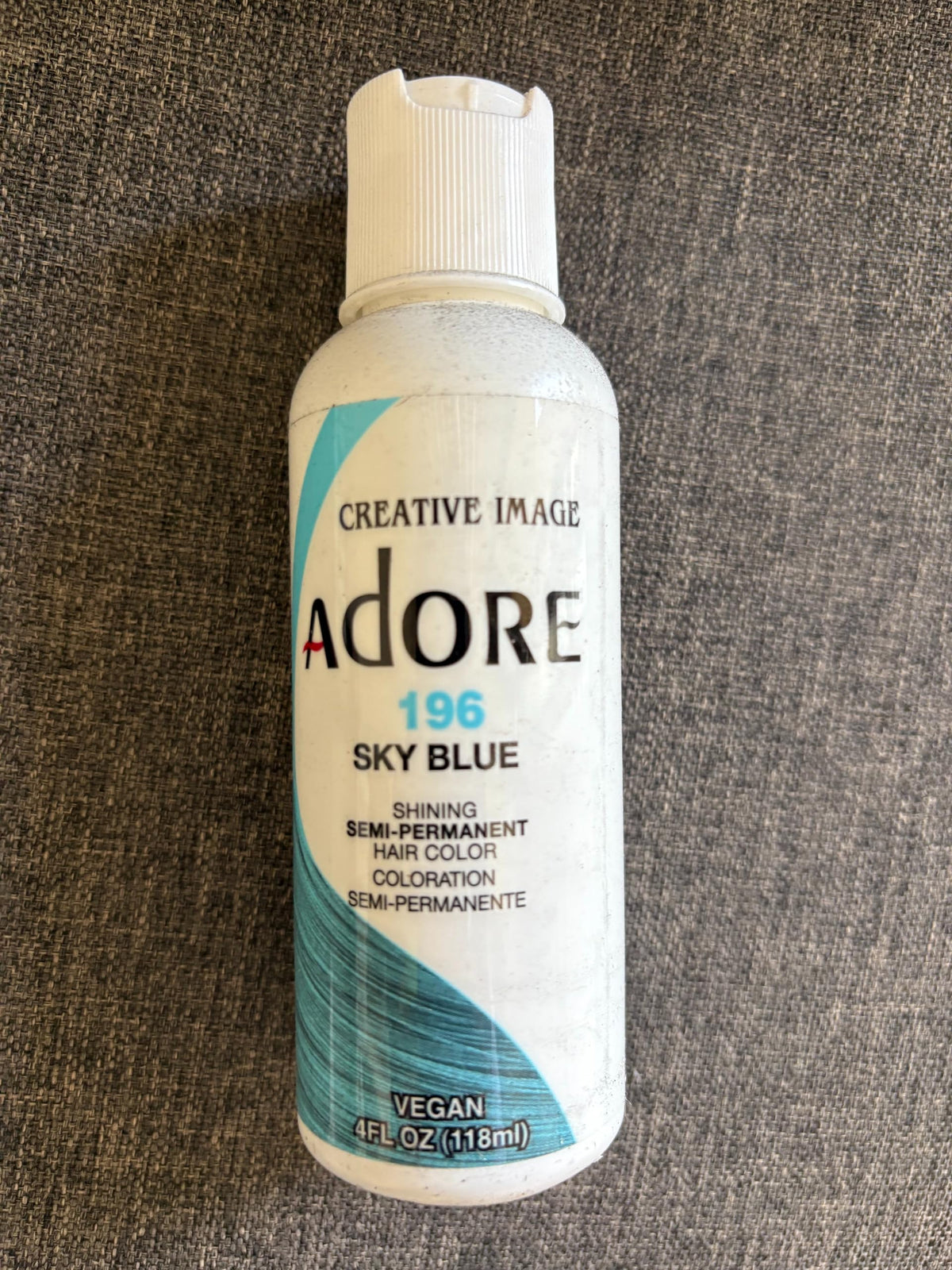 Adore Semi Permanent Hair Color 196 Sky Blue swatch on hair