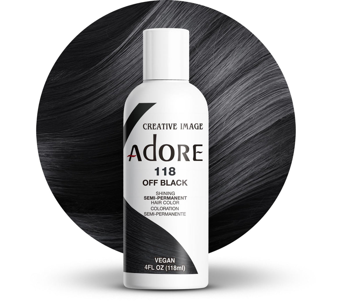 Adore Semi Permanent Hair Color Off Black 118 4 Fl Oz front view