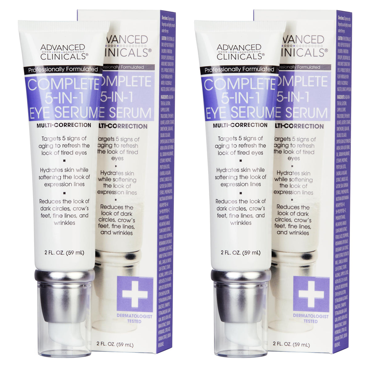 Advanced Clinicals 5-in-1 Eye Serum front view with packaging