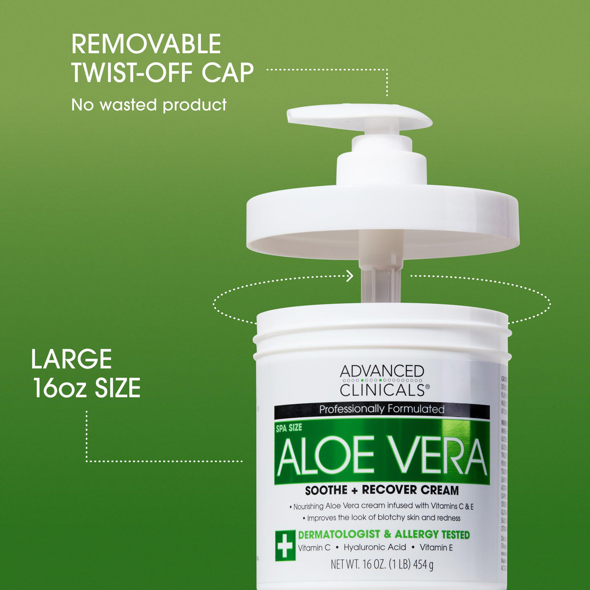 Advanced Clinicals Aloe Vera Lotion 16oz side view