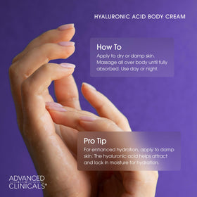 Advanced Clinicals body cream in bathroom setting