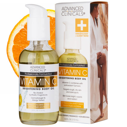 Advanced Clinicals Brightening Vitamin C Body Oil 3.8 Fl Oz front view