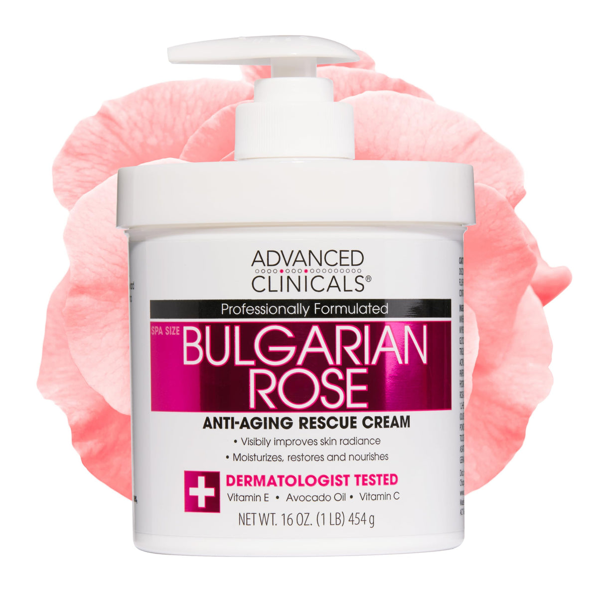 Advanced Clinicals Bulgarian Rose Lotion 16 oz front view