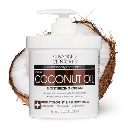 Advanced Clinicals Coconut Oil Body Cream 16 oz front view