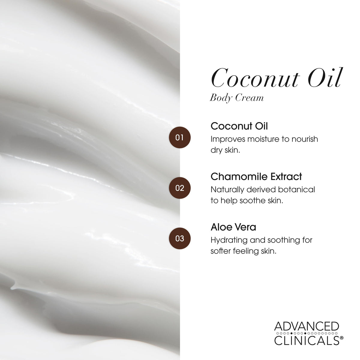 Advanced Clinicals Coconut Oil Body Cream application on skin