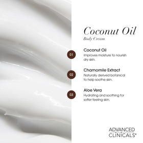 Advanced Clinicals Coconut Oil Body Cream application on skin