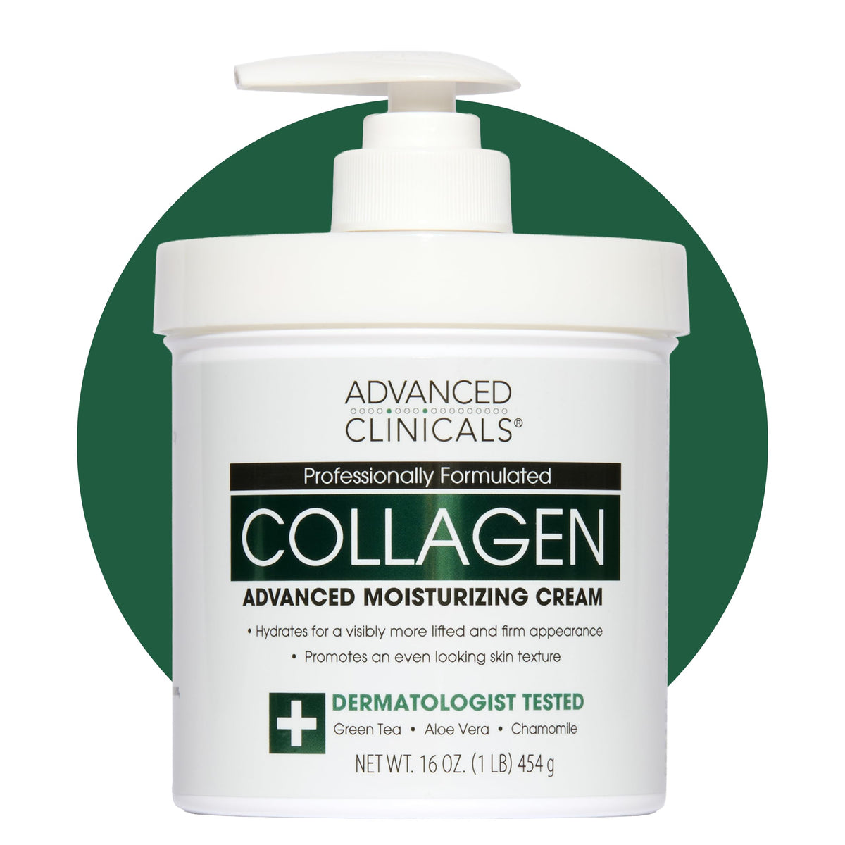 Advanced Clinicals Collagen Cream Body Lotion 16Oz front view