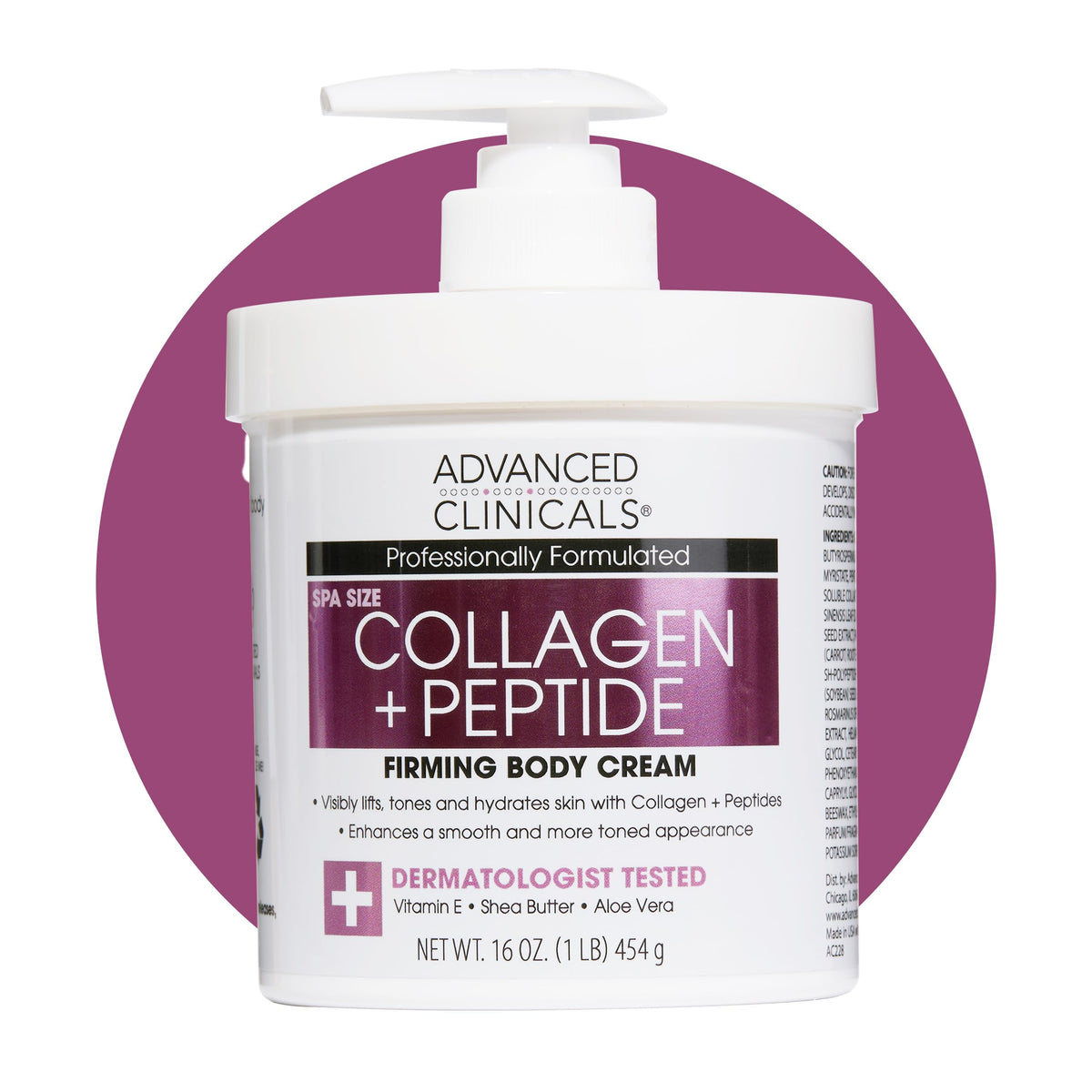 Advanced Clinicals Collagen Peptides Body Lotion front view 16oz