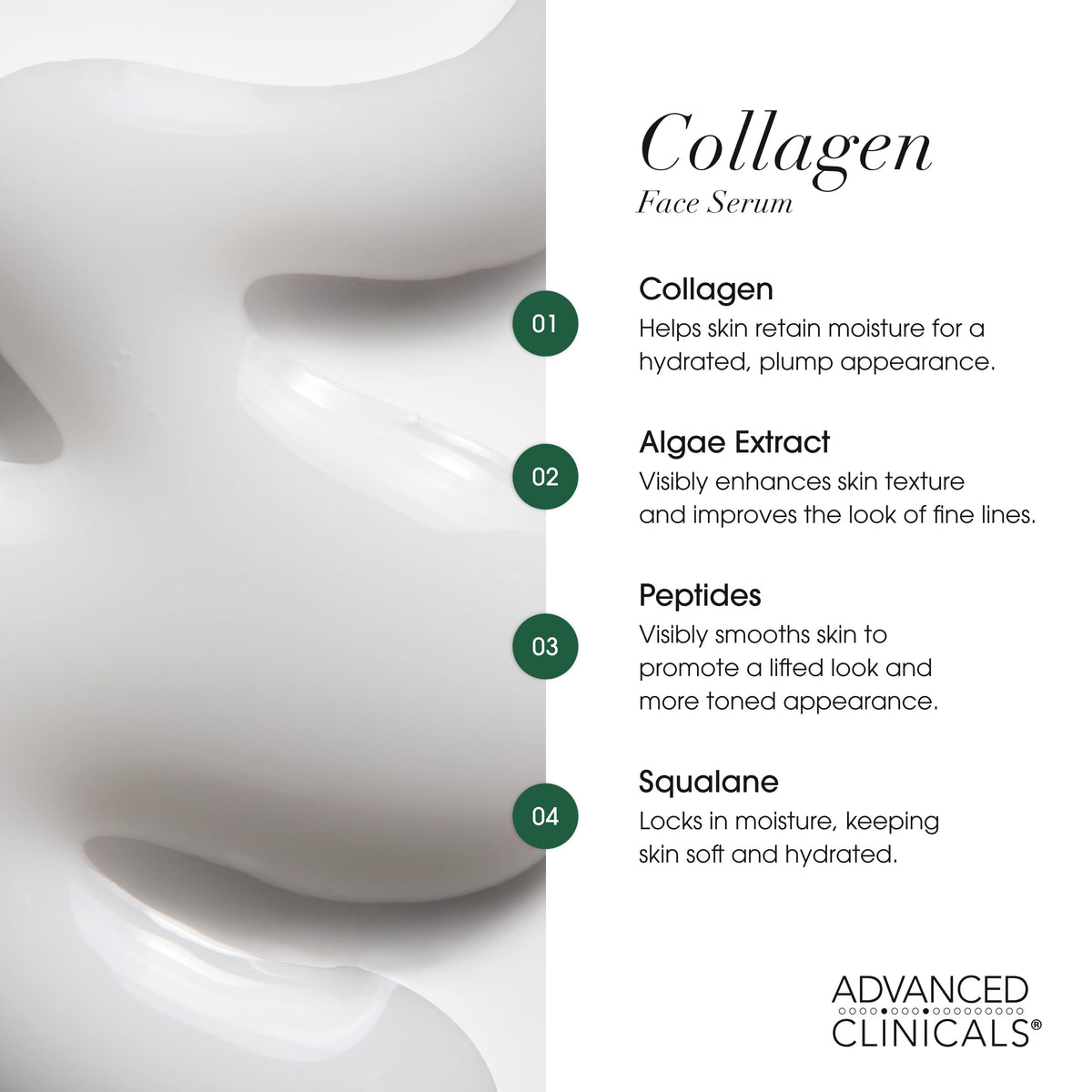 Advanced Clinicals Collagen Serum packaging details