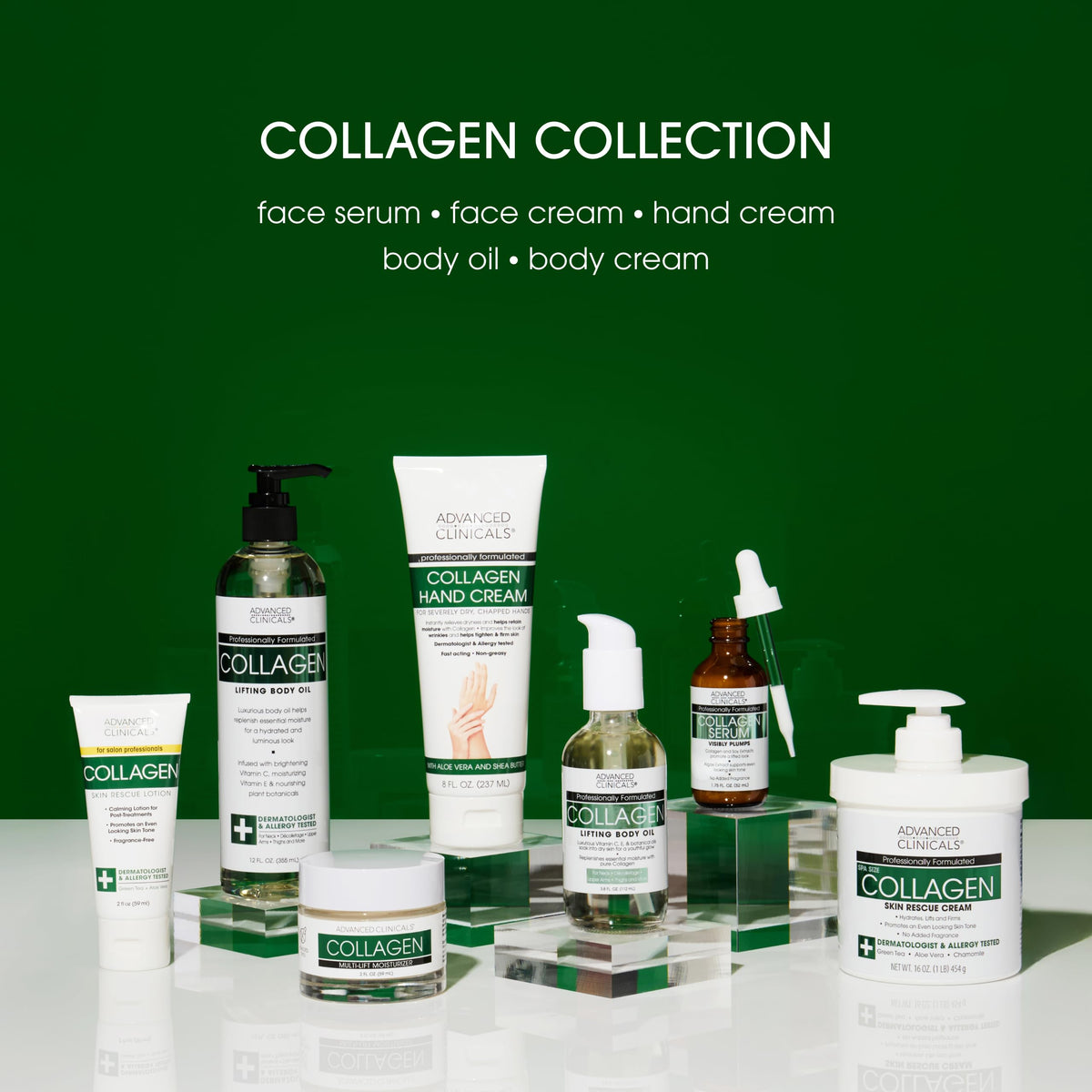 Advanced Clinicals Collagen Serum with skincare routine