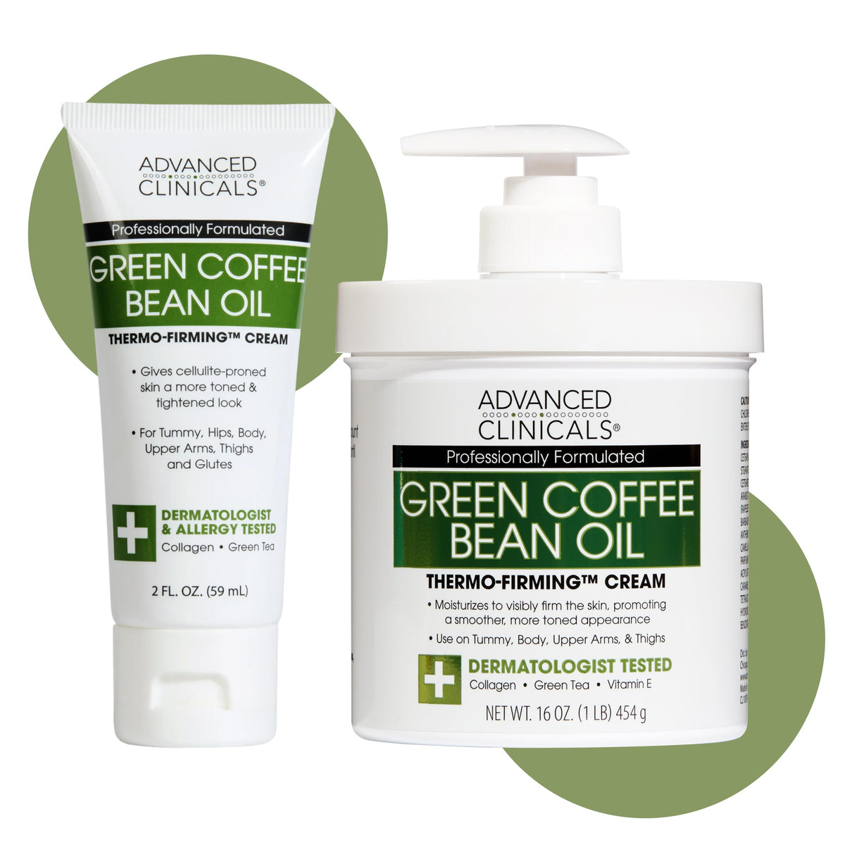 Advanced Clinicals Green Coffee Bean Oil Thermo-Firming Body Lotion front view