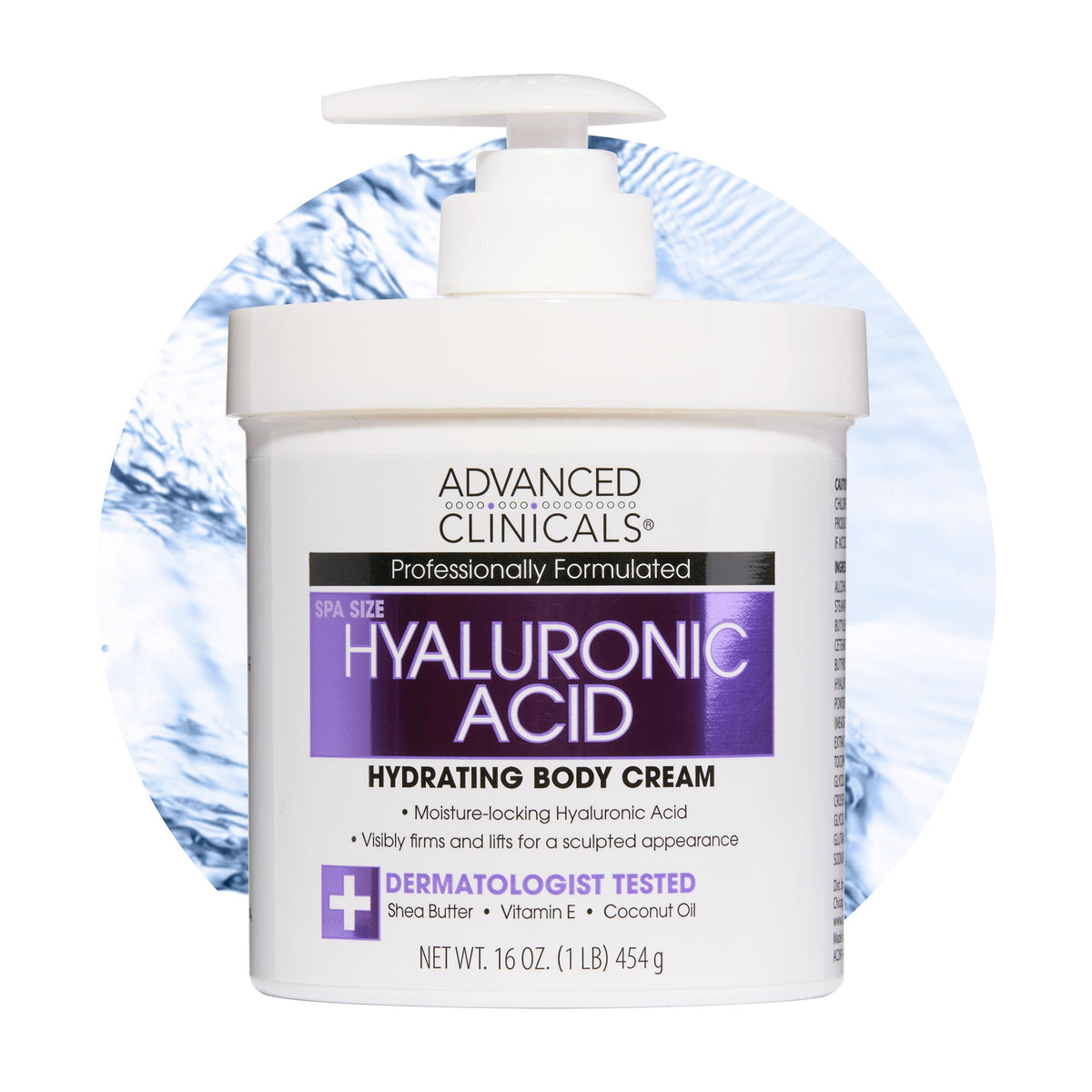 Advanced Clinicals Hyaluronic Acid Body Cream 16oz front view