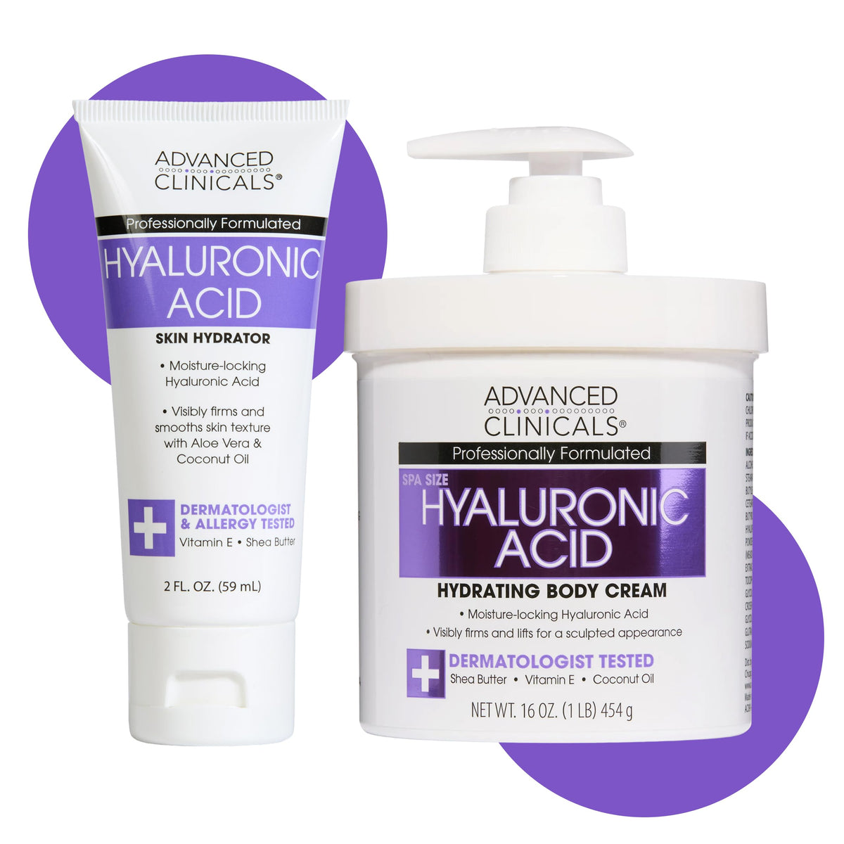 Advanced Clinicals Hyaluronic Acid Moisturizer Body Cream 16oz front view