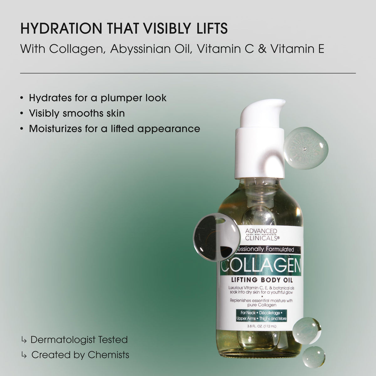 Advanced Clinicals Hydrating Collagen Oil 3.8 Fl Oz back view