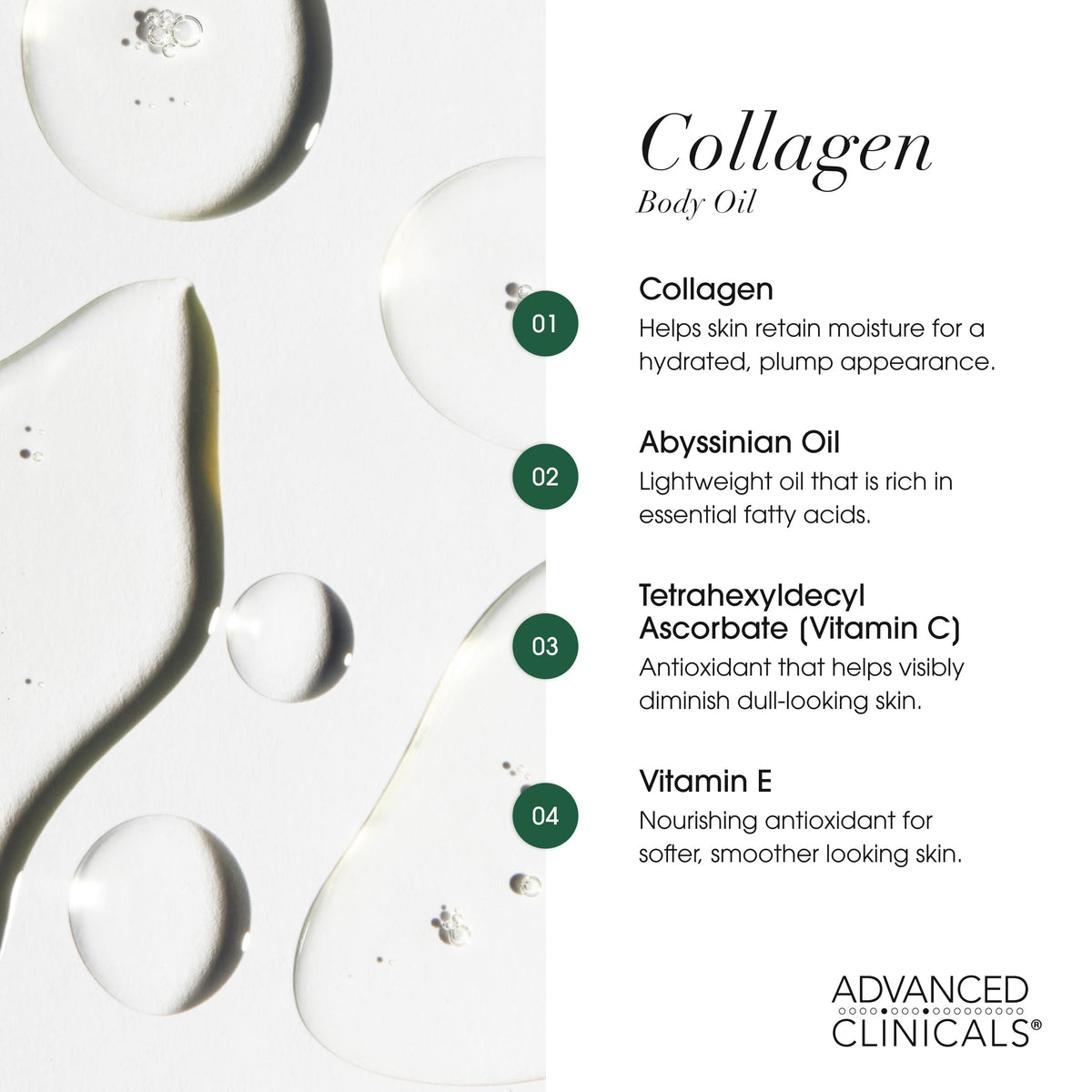Advanced Clinicals Hydrating Collagen Oil application on skin