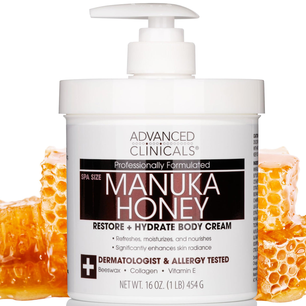 Advanced Clinicals Manuka Honey Body Cream 500g front view