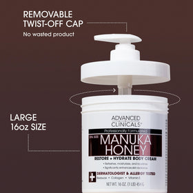 Advanced Clinicals Manuka Honey Body Cream application on skin