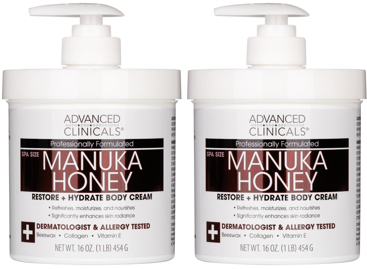 Advanced Clinicals Manuka Honey Body Cream front view with packaging