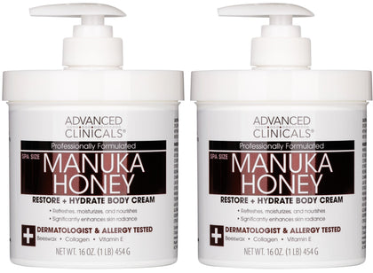 Advanced Clinicals Manuka Honey Body Cream front view with packaging