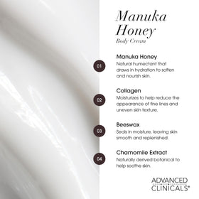 Advanced Clinicals Manuka Honey Body Cream open lid view