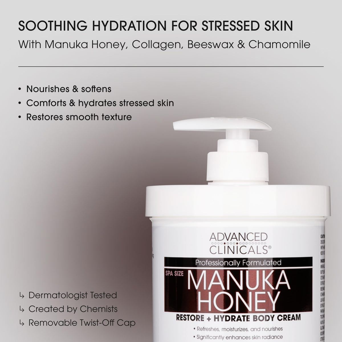 Advanced Clinicals Manuka Honey Body Cream texture close-up