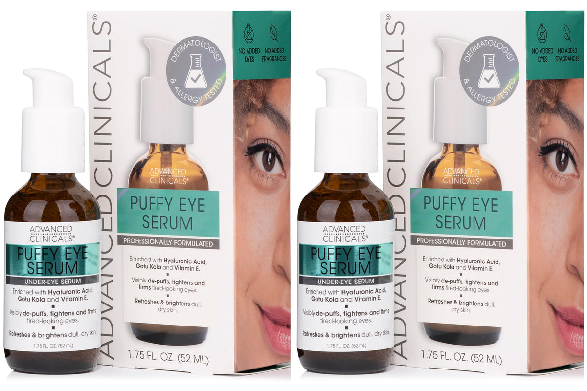 Advanced Clinicals Puffy Eye Serum 2-Pack front view with packaging