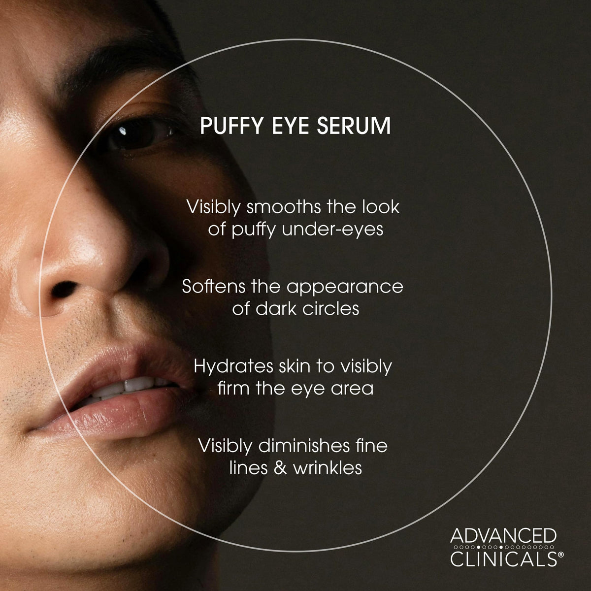 Advanced Clinicals Puffy Eye Serum application on skin