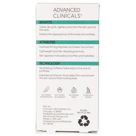 Advanced Clinicals Puffy Eye Serum with ingredients
