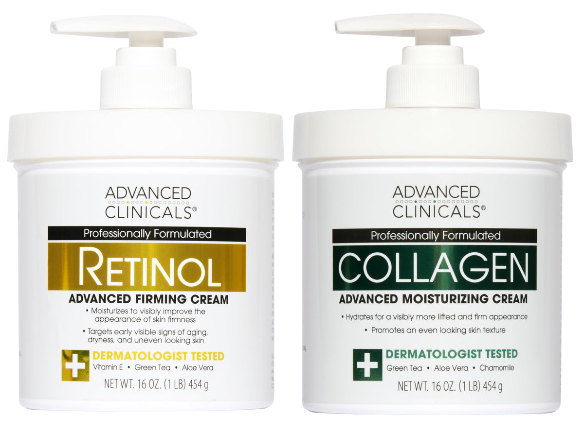 Advanced Clinicals Retinol Body Lotion and Collagen Cream set front view