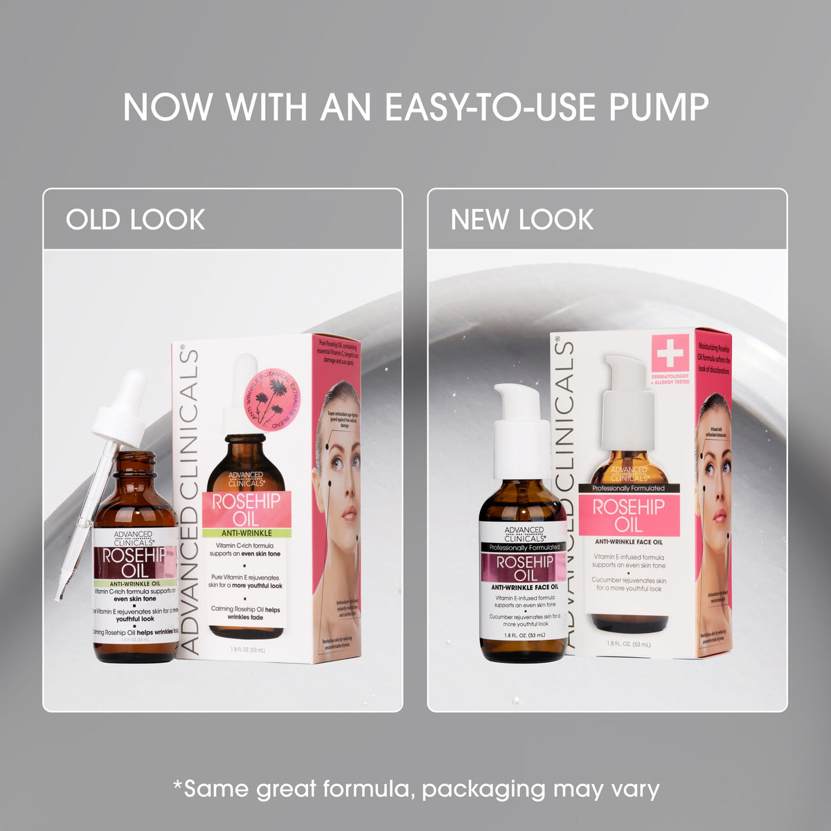 Advanced Clinicals Rosehip Oil Face Serum 1.8 Fl Oz bottle with dropper