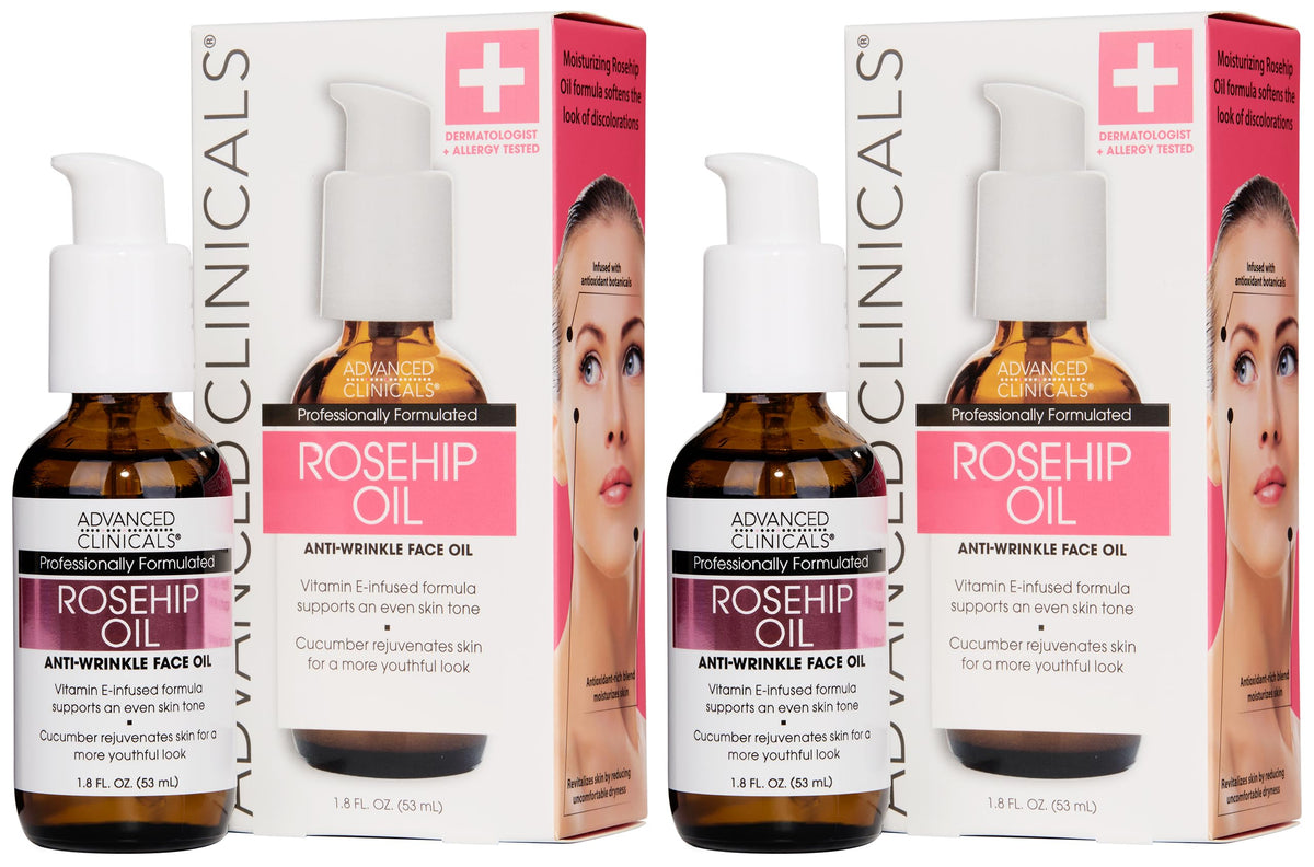 Advanced Clinicals Rosehip Oil Face Serum 2-Pack front view