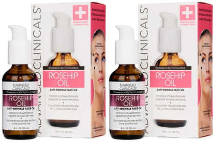 Advanced Clinicals Rosehip Oil Face Serum 2-Pack front view