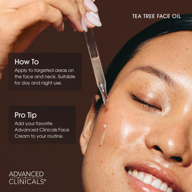 Advanced Clinicals Tea Tree Oil Facial Serum application on skin