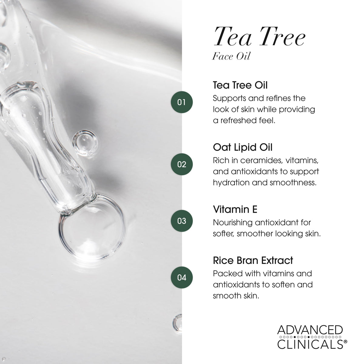 Advanced Clinicals Tea Tree Oil Facial Serum on a clean surface