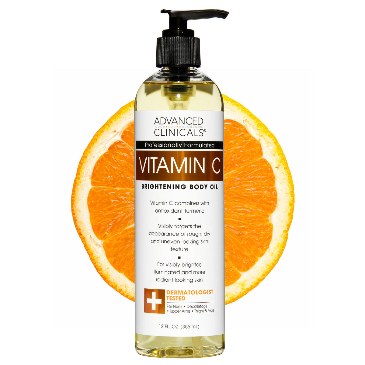 Advanced Clinicals Vitamin C Brightening Body Oil 12 Fl Oz front view