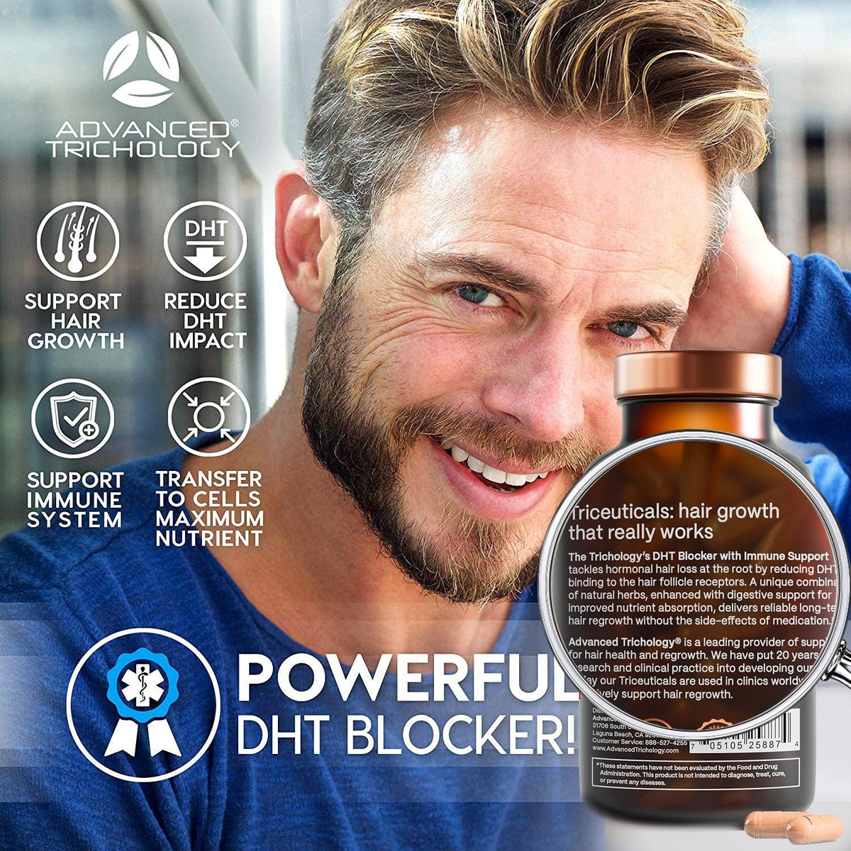Advanced Trichology DHT Blocker with natural ingredients display