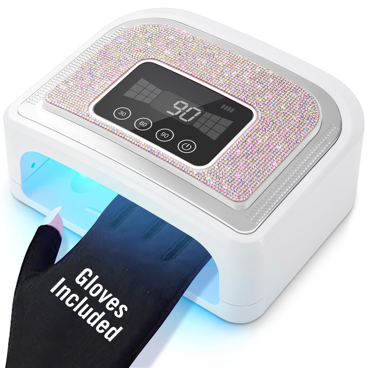 Aedavey Cordless Nail Lamp 120W front view with LCD display