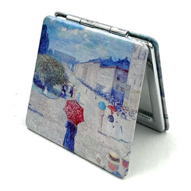 Aeisage Edward Monch Square Mirror front view with floral art print