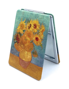 Aeisage Square Compact Mirror front view with floral design