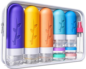 Aeomni 19-pack travel bottles set with waterproof storage bag